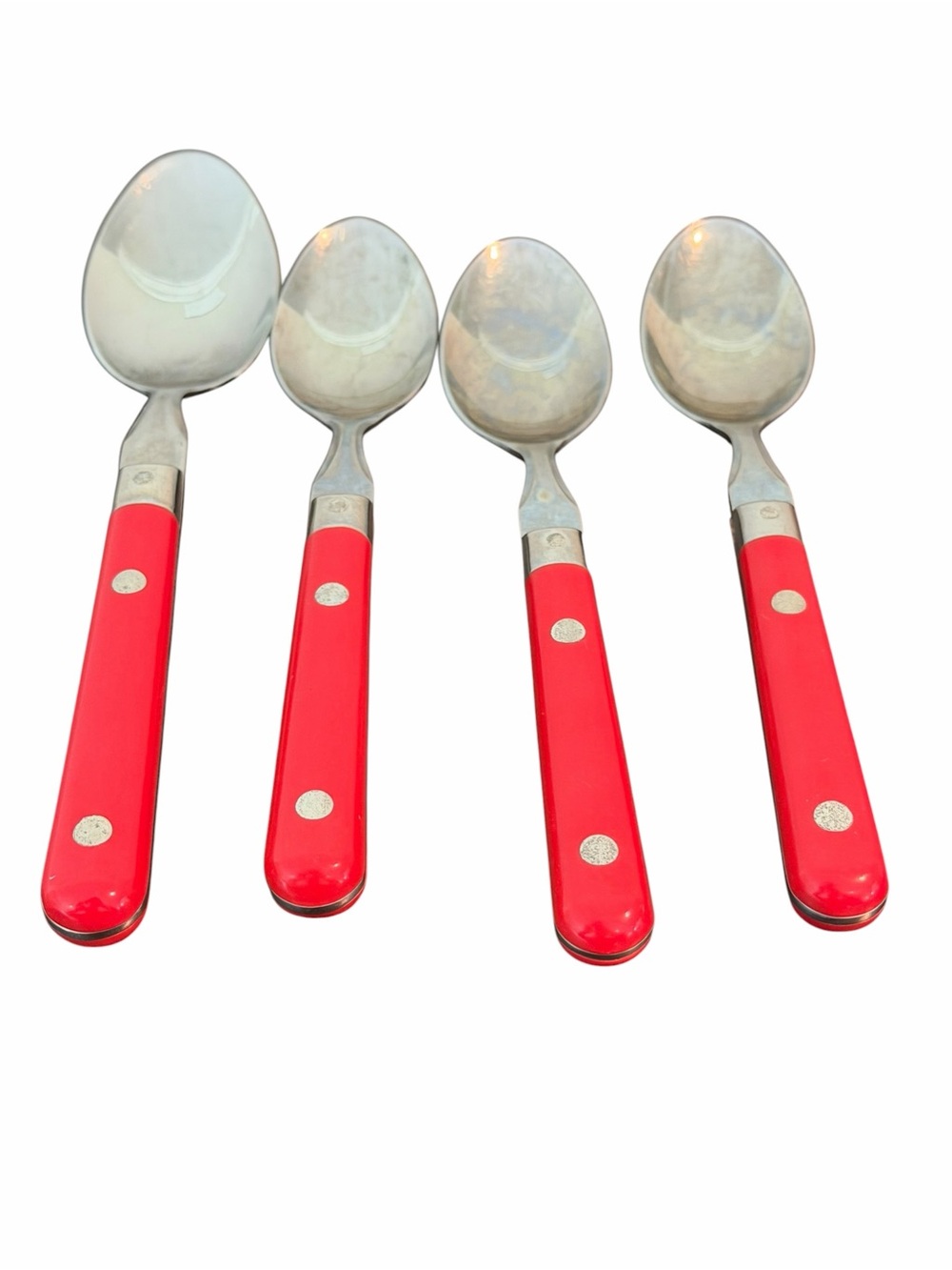 Washington Forge Red Handle Stainless Steel Spoon Set 4 Korea Vintage